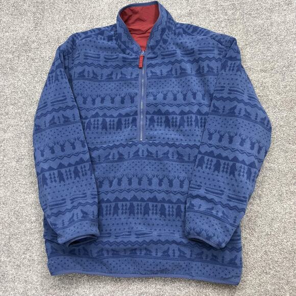 Chubbies Beach Club Jacket Mens Large Red Blue Reversible Fleece Pullover Anorak - Picture 4 of 10